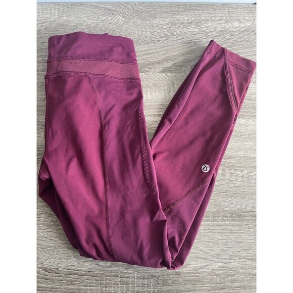 Lululemon Inspire Tight II Womens 4 Magenta Berry Mesh 23” Athletic Drawstring - Picture 2 of 12